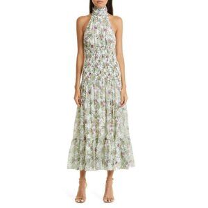 NWT Cinq Sept Dover Floral Halter Neck Cotton Maxi Dress Size 2
